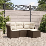 vidaXL 4-Piece Poly Rattan Lounge Set with Cushions Black