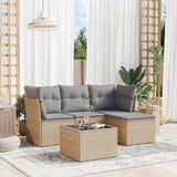 vidaXL 4-Piece Poly Rattan Lounge Set with Cushions Black