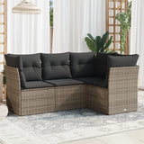 vidaXL 4-Piece Poly Rattan Lounge Set with Cushions Black