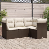 vidaXL 4-Piece Poly Rattan Lounge Set with Cushions Black