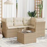vidaXL 4-Piece Poly Rattan Lounge Set with Cushions Black