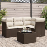 vidaXL 4-Piece Poly Rattan Lounge Set with Cushions Black