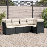 vidaXL 5-piece Lounge Set with Cushions Poly Rattan Black