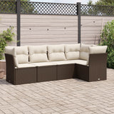 vidaXL 5-piece Lounge Set with Cushions Poly Rattan Black