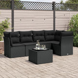 vidaXL 5-piece Lounge Set with Cushions Poly Rattan Black
