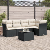 vidaXL 5-piece Lounge Set with Cushions Poly Rattan Black