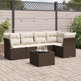 vidaXL 5-piece Lounge Set with Cushions Poly Rattan Black