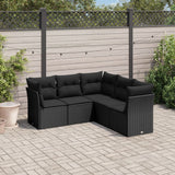 vidaXL 5-piece Lounge Set with Cushions Poly Rattan Black