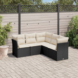 vidaXL 5-piece Lounge Set with Cushions Poly Rattan Black