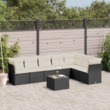 vidaXL 7-Piece Lounge Set with Cushions Poly Rattan Black