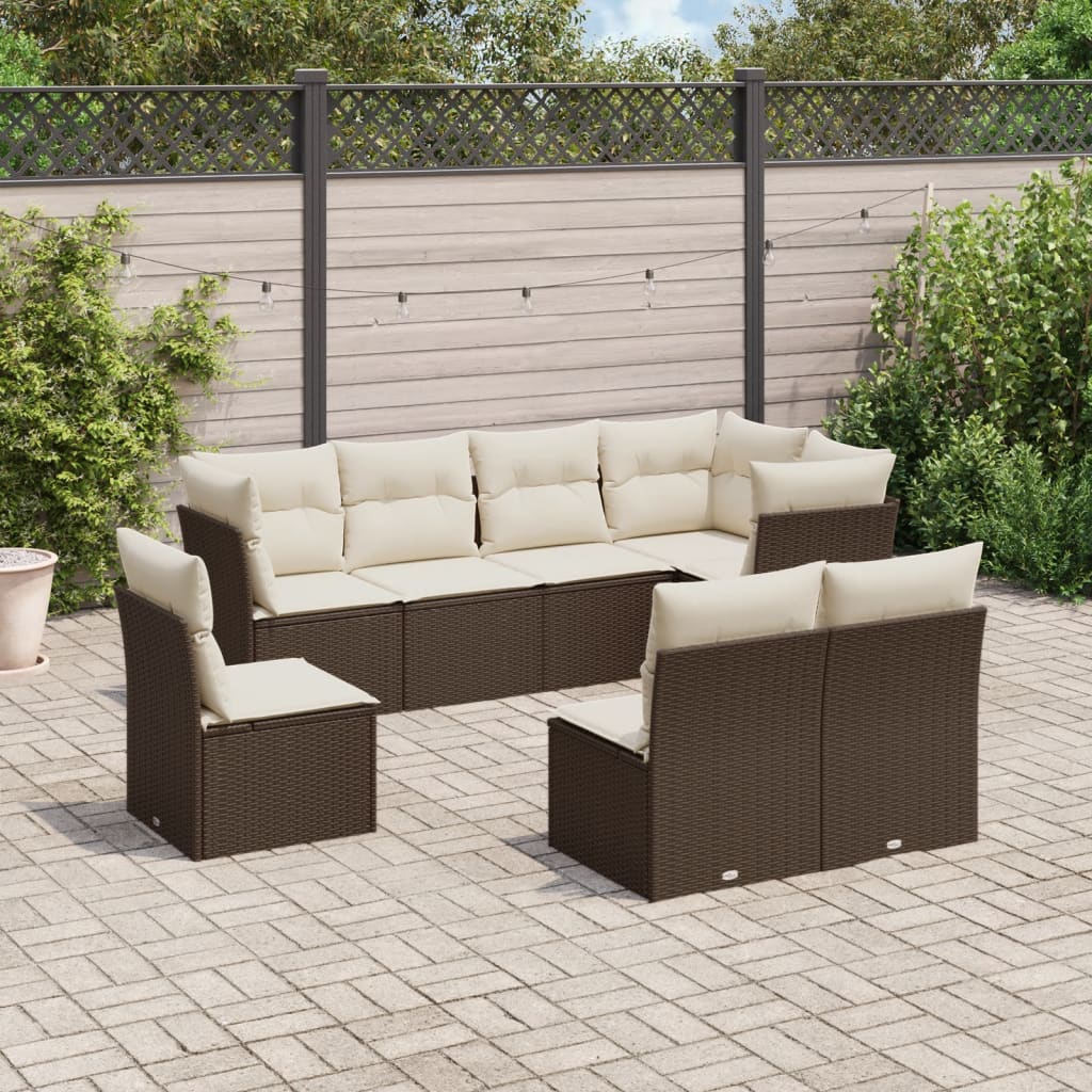 vidaXL 8-piece Lounge Set with Cushions Poly Rattan Black