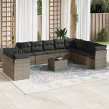 vidaXL 10-delige Loungeset met kussens poly rattan zwart