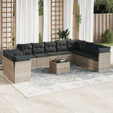 vidaXL 10-delige Loungeset met kussens poly rattan zwart