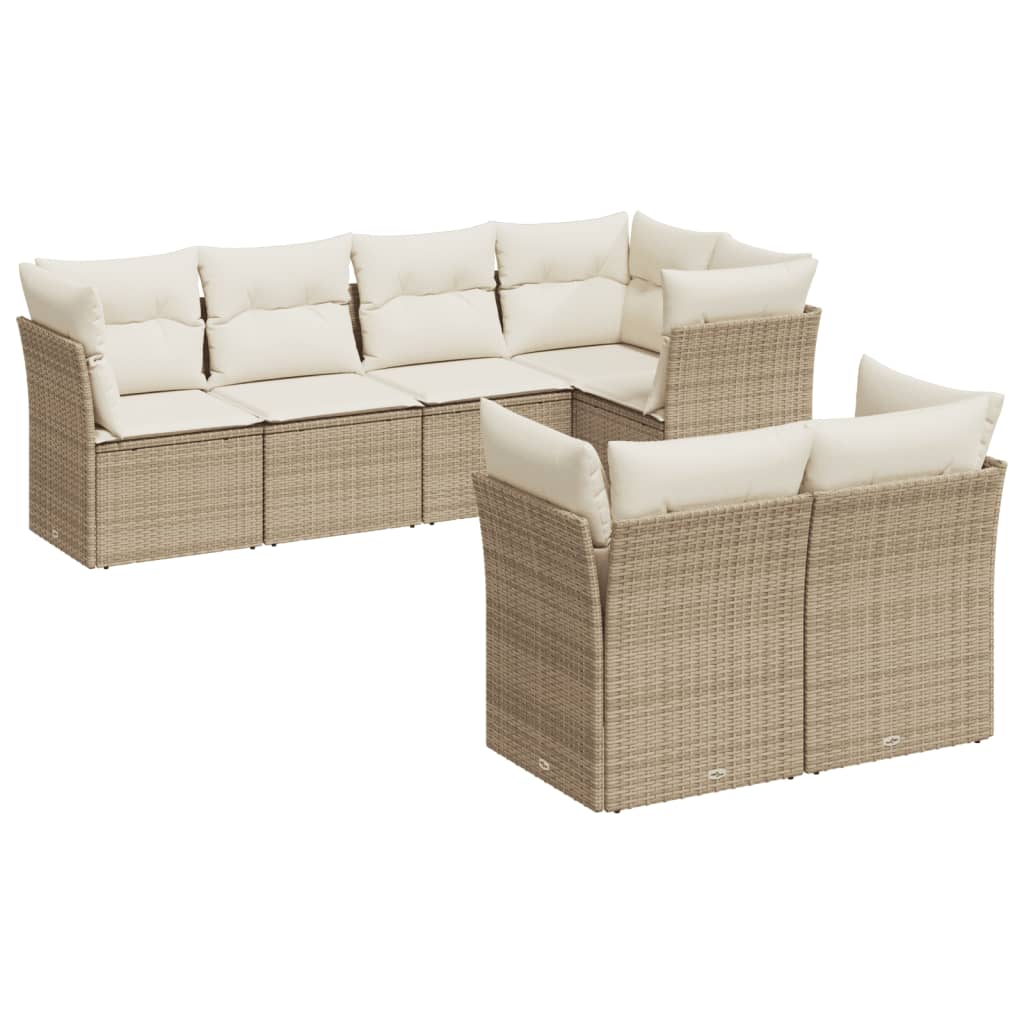 vidaXL 7-delige Loungeset met kussens poly rattan zwart