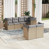 vidaXL 7-delige Loungeset met kussens poly rattan zwart