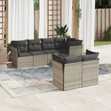vidaXL 7-delige Loungeset met kussens poly rattan zwart