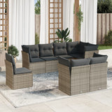 vidaXL 8-delige Loungeset met kussens poly rattan zwart