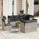 vidaXL 8-delige Loungeset met kussens poly rattan zwart