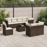 vidaXL 8-delige Loungeset met kussens poly rattan zwart