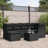 vidaXL 6-delige Loungeset met kussens poly rattan zwart