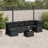 vidaXL 7-delige Loungeset met kussens poly rattan zwart