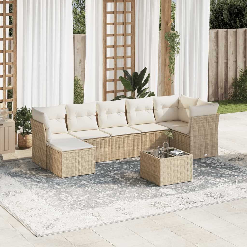 vidaXL 7-delige Loungeset met kussens poly rattan zwart