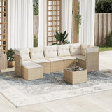 vidaXL 7-delige Loungeset met kussens poly rattan zwart
