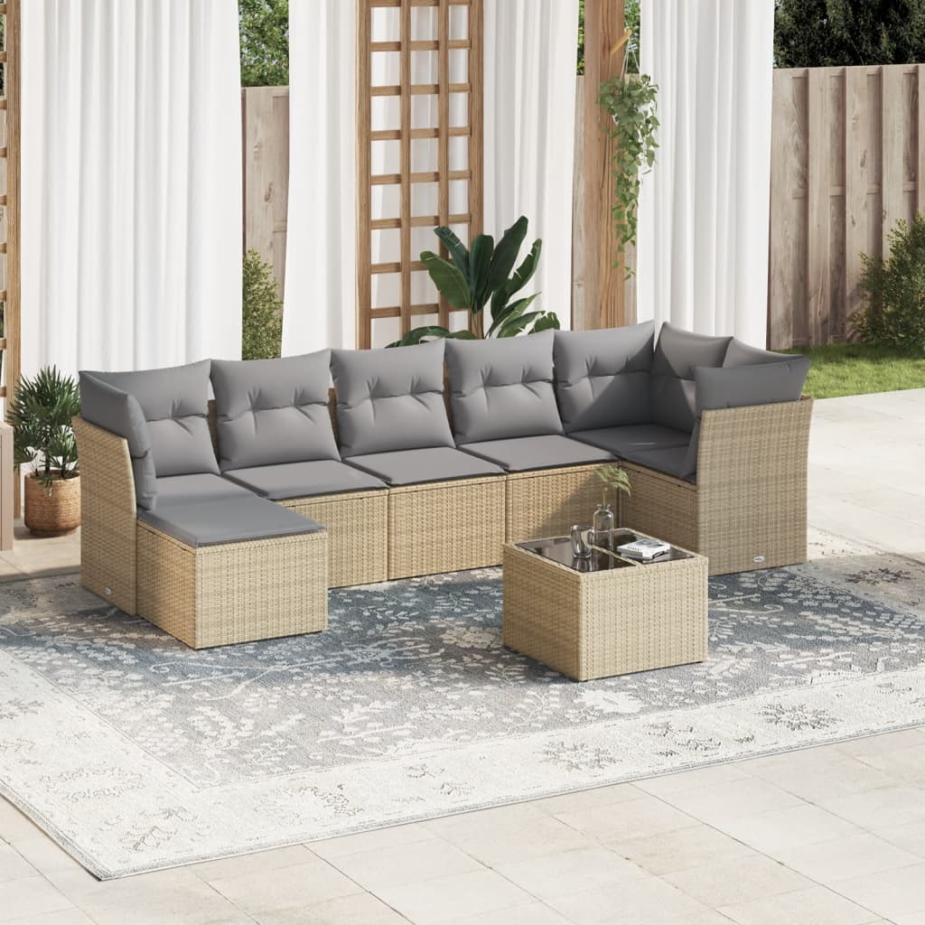vidaXL 7-delige Loungeset met kussens poly rattan zwart