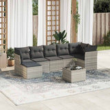 vidaXL 7-delige Loungeset met kussens poly rattan zwart