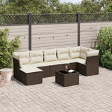 vidaXL 7-delige Loungeset met kussens poly rattan zwart
