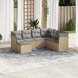vidaXL 7-delige Loungeset met kussens poly rattan zwart