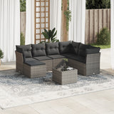 vidaXL 7-delige Loungeset met kussens poly rattan zwart