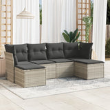 vidaXL 6-delige Loungeset met kussens poly rattan zwart