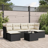 vidaXL 6-delige Loungeset met kussens poly rattan zwart