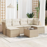vidaXL 6-delige Loungeset met kussens poly rattan zwart