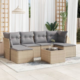 vidaXL 6-delige Loungeset met kussens poly rattan zwart
