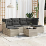 vidaXL 6-delige Loungeset met kussens poly rattan zwart