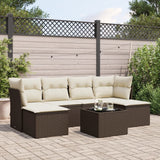 vidaXL 6-delige Loungeset met kussens poly rattan zwart