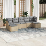 vidaXL 7-delige Loungeset met kussens poly rattan zwart