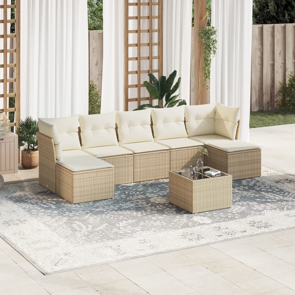 vidaXL 7-delige Loungeset met kussens poly rattan zwart