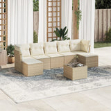 vidaXL 7-delige Loungeset met kussens poly rattan zwart
