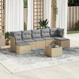 vidaXL 7-delige Loungeset met kussens poly rattan zwart