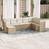 vidaXL 8-delige Loungeset met kussens poly rattan zwart