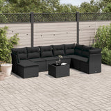 vidaXL 8-delige Loungeset met kussens poly rattan zwart