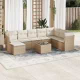 vidaXL 8-delige Loungeset met kussens poly rattan zwart