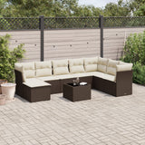 vidaXL 8-delige Loungeset met kussens poly rattan zwart