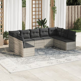 vidaXL 9-delige Loungeset met kussens poly rattan zwart