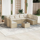vidaXL 9-delige Loungeset met kussens poly rattan zwart