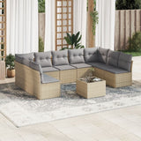 vidaXL 9-delige Loungeset met kussens poly rattan zwart