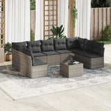 vidaXL 9-delige Loungeset met kussens poly rattan zwart